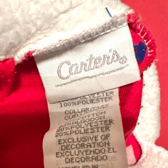 Vintage Carters Santa Outfit One Piece Footed Jumpsuit Pajamas Baby 6-9 Months - Picture 5 of 7
